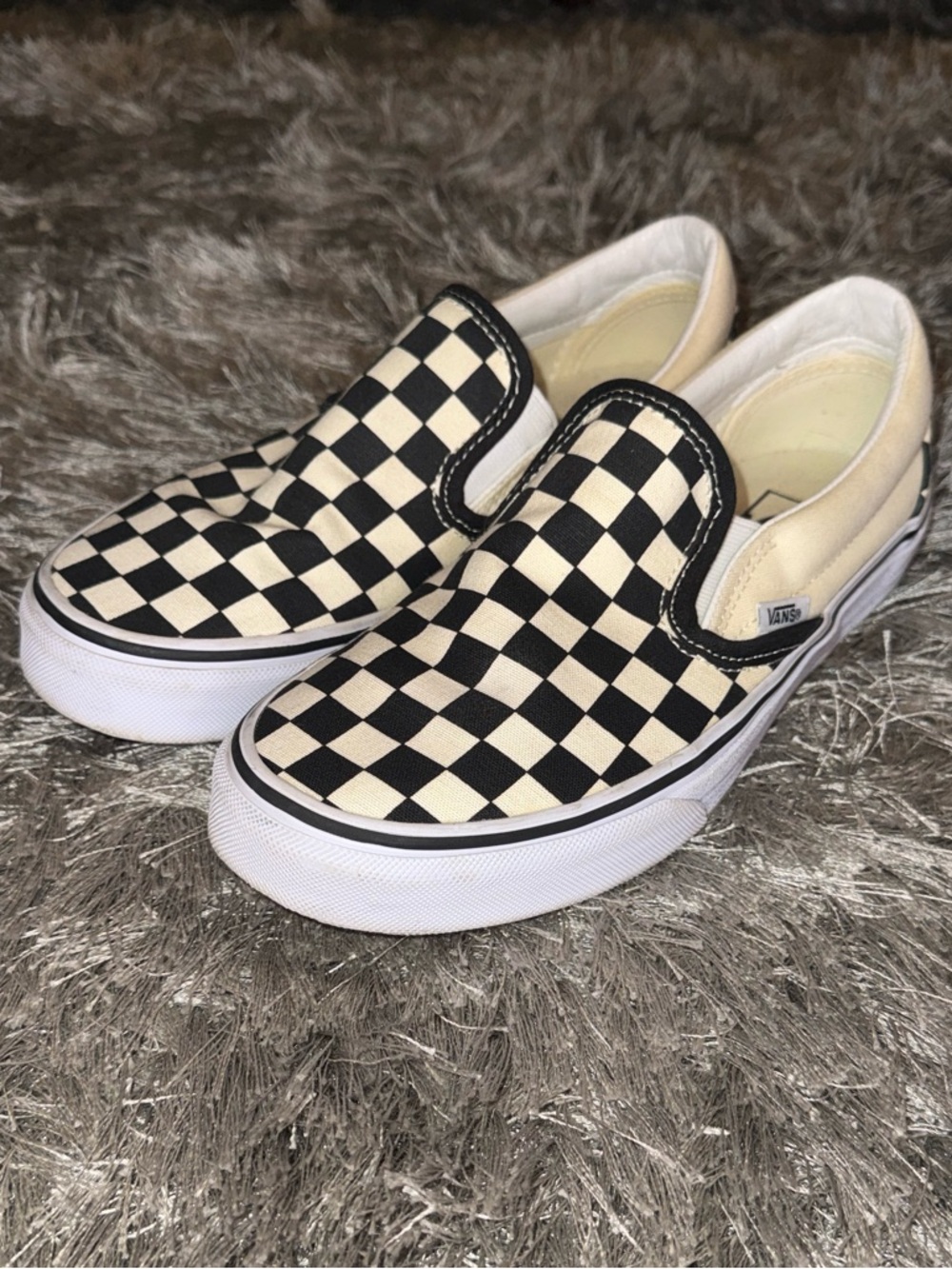 Vans Checkerboard Slip-On Sneakers - Black & White Men’s 5.5 Women’s 7